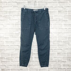 AMO size 26 Navy Twist Drawstring Pants ankle slip crop linen cotton